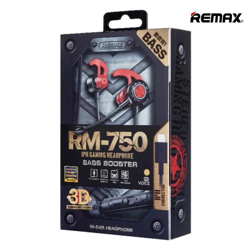 REMAX---RM-750 IPH EARPHONE (STEREO GAMING ) (METAL) WITH MIC